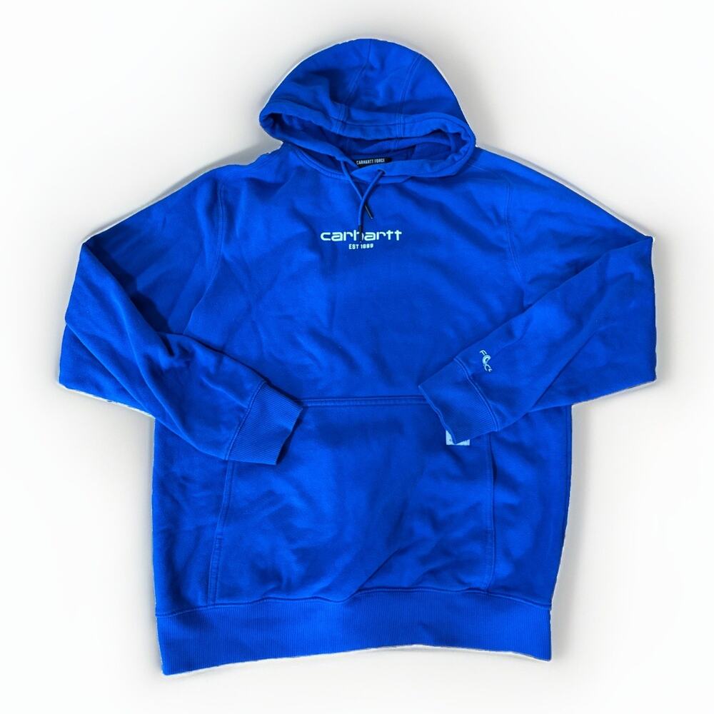 Carhartt Forced Hoodie Blue Mens M Relaxed Fit Lightweight Sweatshirt Gorpcore